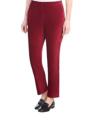 Hilary Radley Faux Suede Pants NWOT | Medium Red Slim Leg 29” Inseam Pull‑On